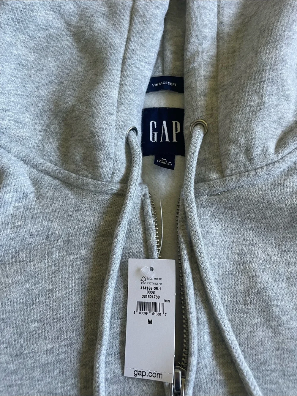 GAP Men's Heather Light Gray Full-Zip Hoodie